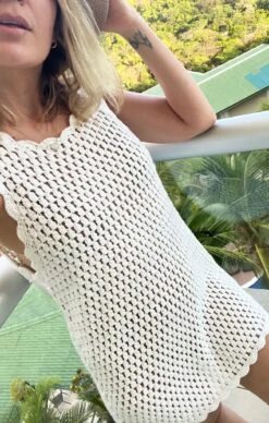 Show Me Your Mumu Sweeney Dress ~ Bright White Crochet