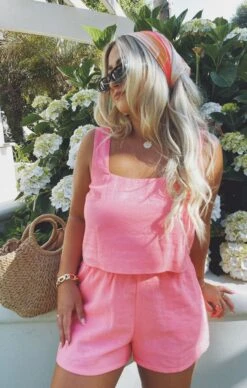 Show Me Your Mumu Hendrix Shorts ~ Flamingo Pink Linen -Show Me Your Mumu Sales 0F9B8220 AFAB 4747 BBDC 3ABF2065C929