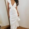 Show Me Your Mumu Zoey Midi Dress ~ Ivory Luxe Satin -Show Me Your Mumu Sales 11631125 0504 42CD 915D B6A59BACC625
