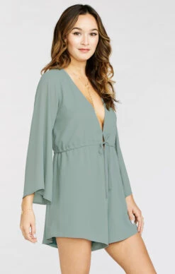 Show Me Your Mumu Roxy Romper ~ Silver Sage Crisp -Show Me Your Mumu Sales 1aaf4efd3ded17d2b439b118121882b2