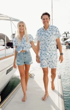 Show Me Your Mumu Mikey Button Up ~ Blue Lagoon Palm -Show Me Your Mumu Sales 21026829 5D96 4397 B99E C7B7604E6249