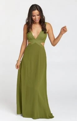 Show Me Your Mumu Kendra Maxi Dress ~ Dusty Olive Chiffon