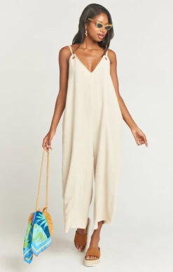 Show Me Your Mumu Jansen Jumpsuit ~ Cream Linen -Show Me Your Mumu Sales 390ab5c2c25b512d1c0afa25d401ad4e