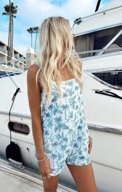 Show Me Your Mumu Catch Me Romper ~ Blue Lagoon Palm -Show Me Your Mumu Sales 4804CE9B CEF3 45C3 A837 A908A644C851