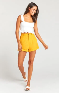 Show Me Your Mumu Stewart Shorts ~ Canary Yellow Linen