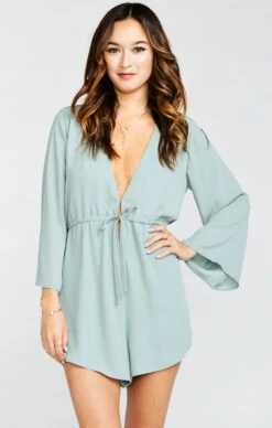 Show Me Your Mumu Roxy Romper ~ Silver Sage Crisp -Show Me Your Mumu Sales 5bd6986207aa88c6477c3526f52028e8