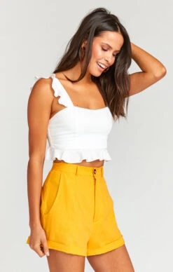 Show Me Your Mumu Stewart Shorts ~ Canary Yellow Linen -Show Me Your Mumu Sales 676d2e2008d54c70a6e00101f52da288
