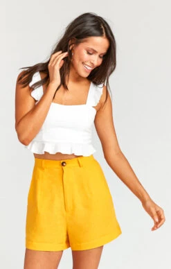 Show Me Your Mumu Stewart Shorts ~ Canary Yellow Linen -Show Me Your Mumu Sales 9773f642d5809f3166f48d91e4f6a0e8