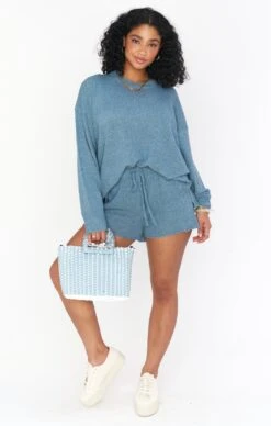 Show Me Your Mumu Gio Shorts ~ Dusty Blue Knit -Show Me Your Mumu Sales Aiyana 6.461444