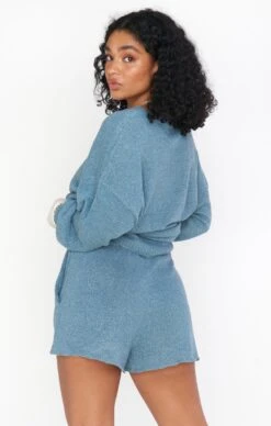 Show Me Your Mumu Gio Shorts ~ Dusty Blue Knit