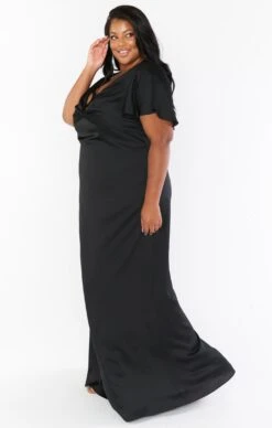 Show Me Your Mumu Rome Twist Gown ~ Black Luxe Satin -Show Me Your Mumu Sales BF0 0236NX BK62 02