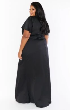 Show Me Your Mumu Rome Twist Gown ~ Black Luxe Satin -Show Me Your Mumu Sales BF0 0236NX BK62 03