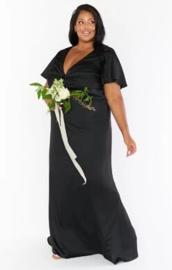 Show Me Your Mumu Rome Twist Gown ~ Black Luxe Satin -Show Me Your Mumu Sales BF0 0236NX BK62 04