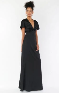 Show Me Your Mumu Rome Twist Gown ~ Black Luxe Satin