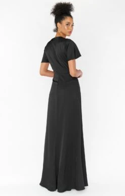 Show Me Your Mumu Rome Twist Gown ~ Black Luxe Satin -Show Me Your Mumu Sales BF0 0236N BK62 03