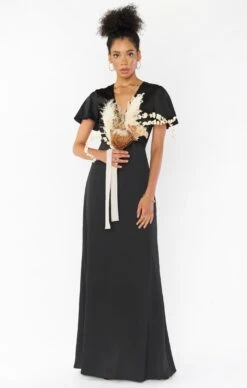 Show Me Your Mumu Rome Twist Gown ~ Black Luxe Satin -Show Me Your Mumu Sales BF0 0236N BK62 04