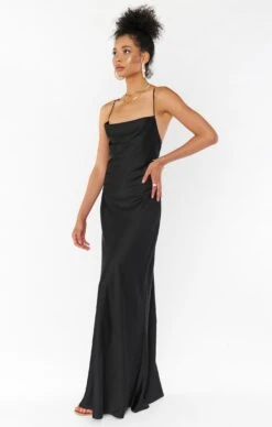 Show Me Your Mumu Tuscany Maxi Slip Dress ~ Black Luxe Satin -Show Me Your Mumu Sales BF0 0308N BK62 02