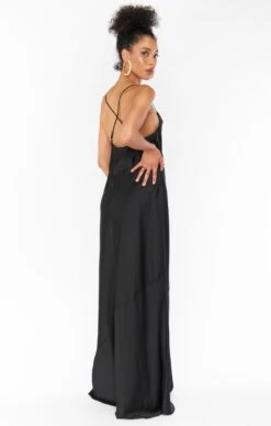 Show Me Your Mumu Tuscany Maxi Slip Dress ~ Black Luxe Satin -Show Me Your Mumu Sales BF0 0308N BK62 03