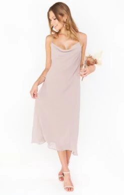 Show Me Your Mumu Verona Cowl Dress ~ Soft Beige Chiffon -Show Me Your Mumu Sales BF1 0422 BG24 01