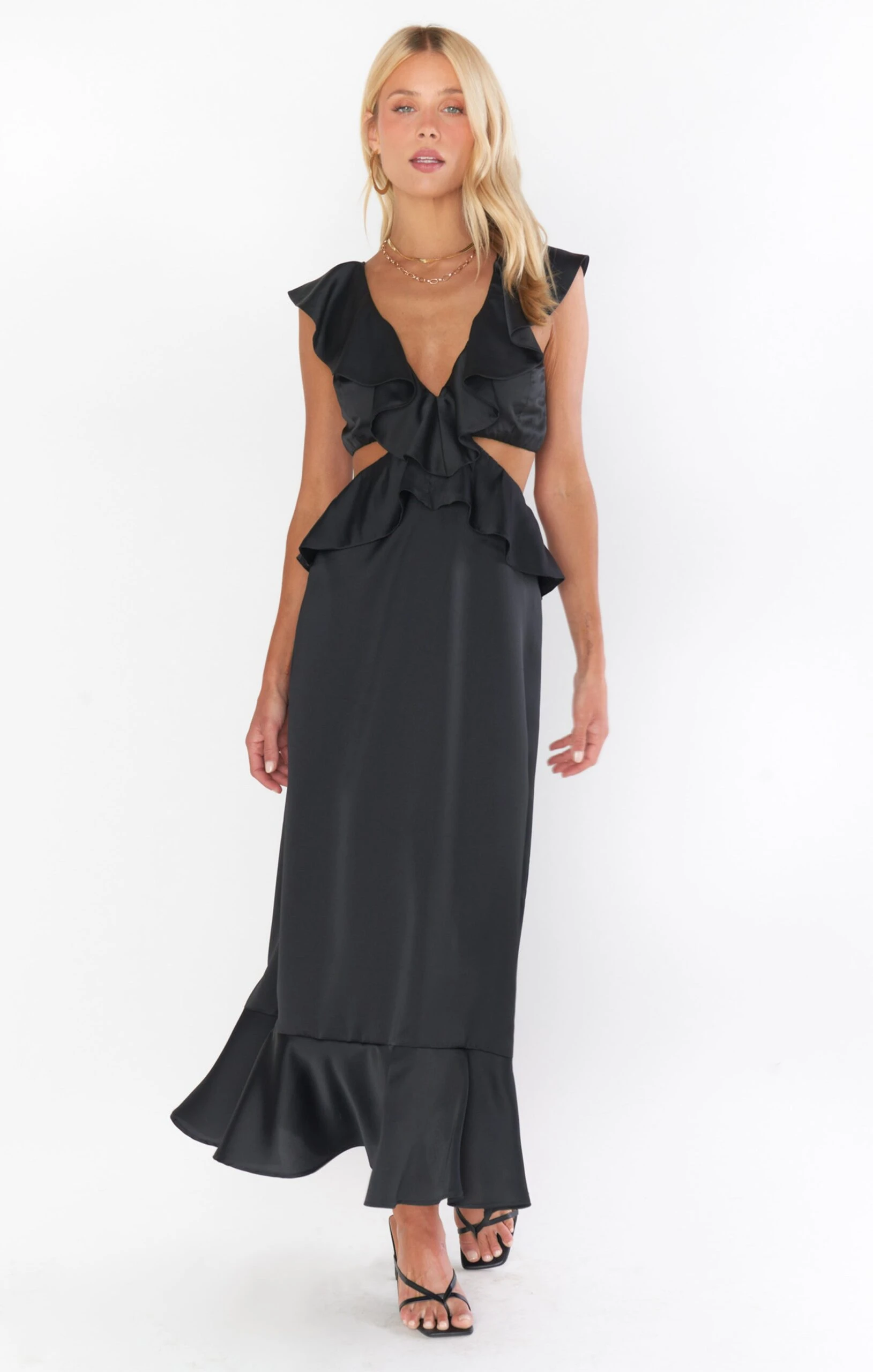 Show Me Your Mumu Zoey Midi Dress ~ Black Luxe Satin 3 Show Me Your Mumu Zoey Midi Dress ~ Black Luxe Satin