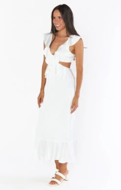 Show Me Your Mumu Zoey Midi Dress ~ Ivory Luxe Satin -Show Me Your Mumu Sales BF2 0530 IV62 02