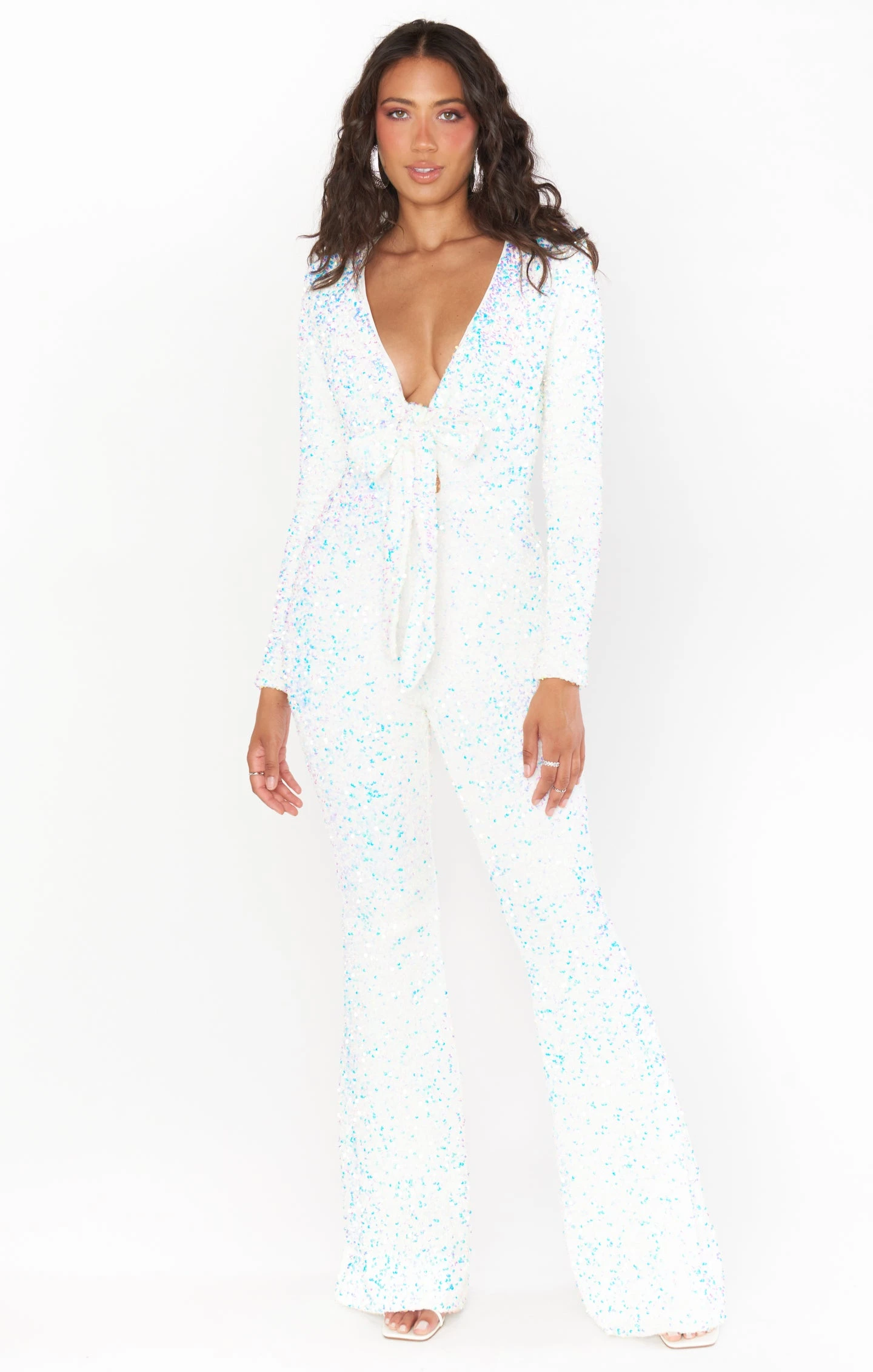 Show Me Your Mumu Martina Wrap Jumpsuit ~ White Sparkle Sequin 8 Show Me Your Mumu Martina Wrap Jumpsuit ~ White Sparkle Sequin - Image 6