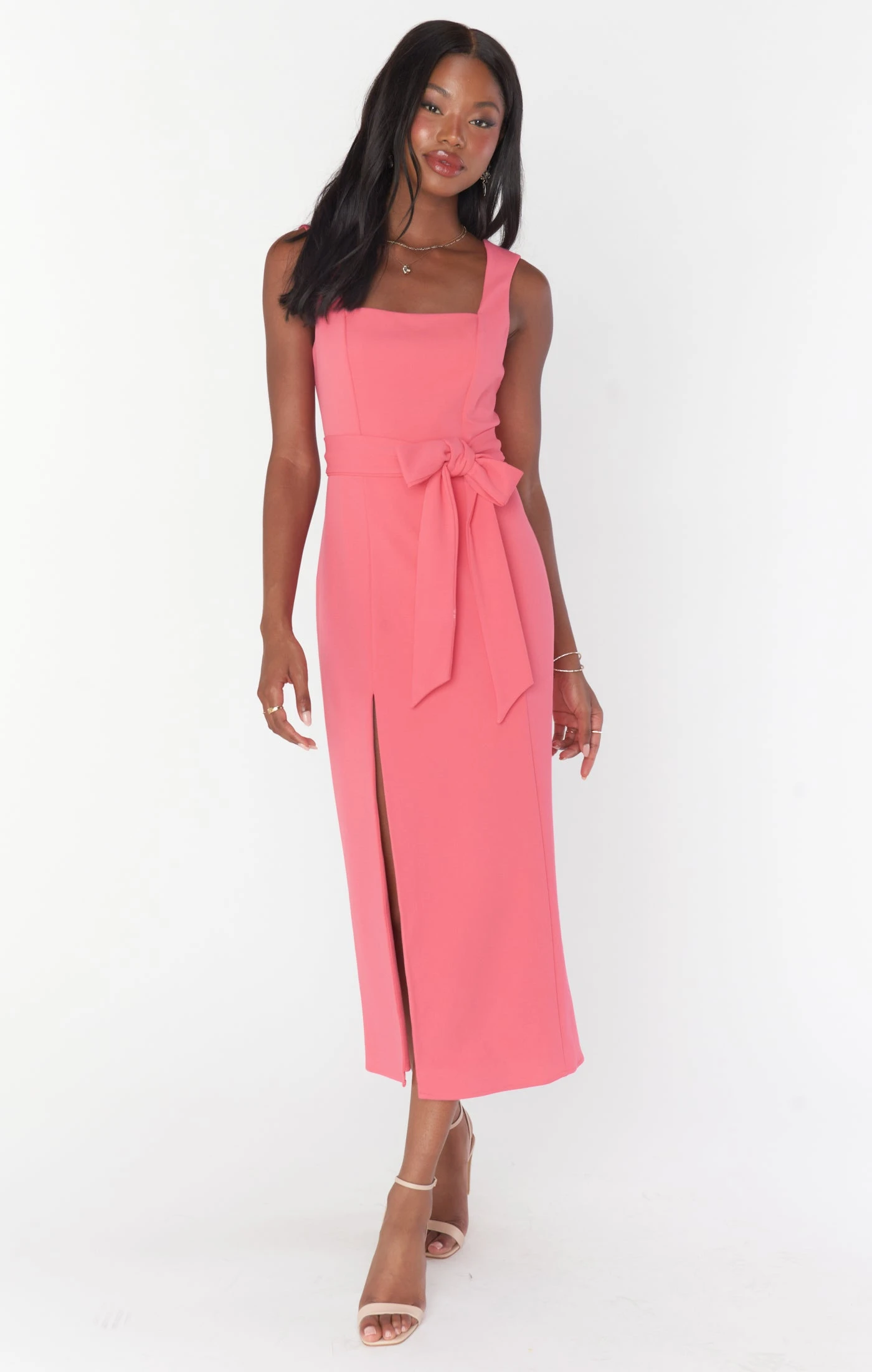 Show Me Your Mumu Eden Midi Dress ~ Flamingo Pink Stretch 9 Show Me Your Mumu Eden Midi Dress ~ Flamingo Pink Stretch - Image 7