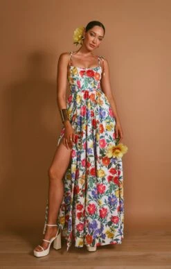 Show Me Your Mumu Juliet Maxi Dress ~ Charm Peony White Taffeta
