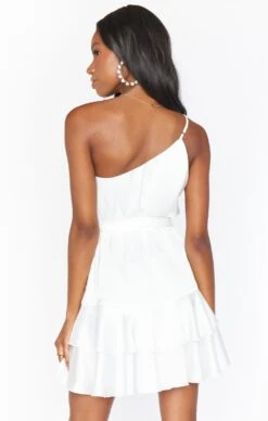 Show Me Your Mumu Superstar Ruffle Mini Dress ~ Ivory Luxe Satin -Show Me Your Mumu Sales BM0 0334 IV62 03
