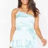Show Me Your Mumu Superstar Ruffle Mini Dress ~ Mint Luxe Satin -Show Me Your Mumu Sales BM0 0334 MT62 01