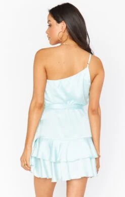 Show Me Your Mumu Superstar Ruffle Mini Dress ~ Mint Luxe Satin -Show Me Your Mumu Sales BM0 0334 MT62 03