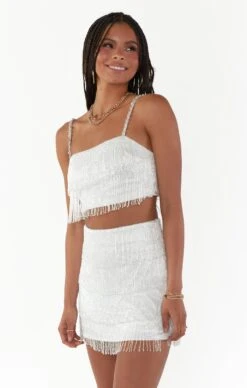 Show Me Your Mumu Swift Fringe Skort ~ White Beaded Fringe -Show Me Your Mumu Sales BM3 5357 WF11 01