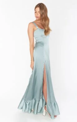 Show Me Your Mumu Clarissa Corset Dress ~ Silver Sage Luxe Satin -Show Me Your Mumu Sales BM3 5359 SI62 2