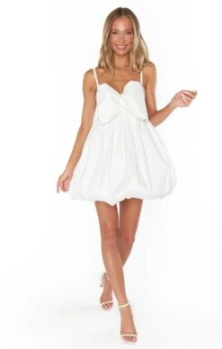 Show Me Your Mumu Bubble Bow Mini ~ White Taffeta -Show Me Your Mumu Sales BM3 5379 TF77 3