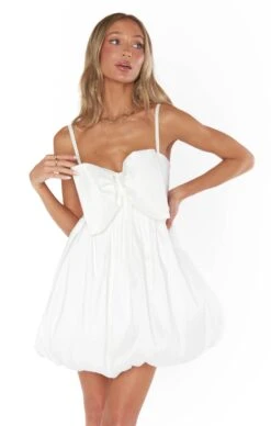 Show Me Your Mumu Bubble Bow Mini ~ White Taffeta -Show Me Your Mumu Sales BM3 5379 TF77 5
