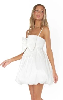 Show Me Your Mumu Bubble Bow Mini ~ White Taffeta -Show Me Your Mumu Sales BM3 5379 TF77 6