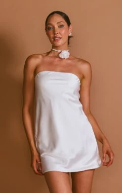 Show Me Your Mumu Taylor Tube Mini Dress ~ Ivory Luxe Satin -Show Me Your Mumu Sales BM3 5398 IV62 04