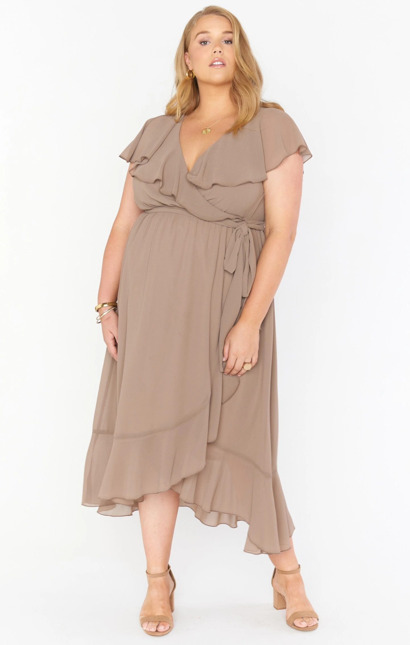 Show Me Your Mumu Jess Ruffle Midi Dress ~ Dune Chiffon 8 Show Me Your Mumu Jess Ruffle Midi Dress ~ Dune Chiffon - Image 6