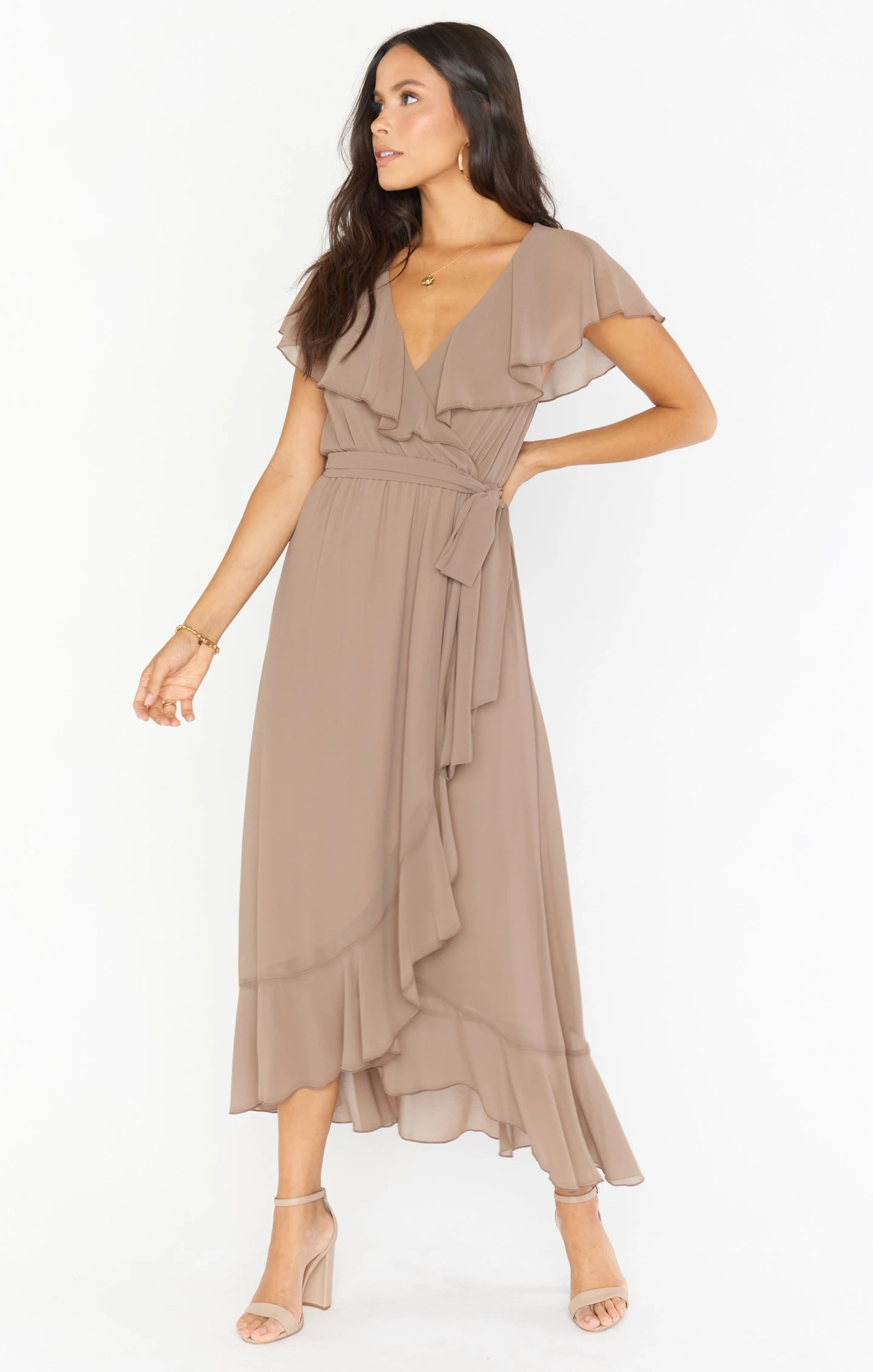 Show Me Your Mumu Jess Ruffle Midi Dress ~ Dune Chiffon 5 Show Me Your Mumu Jess Ruffle Midi Dress ~ Dune Chiffon - Image 3