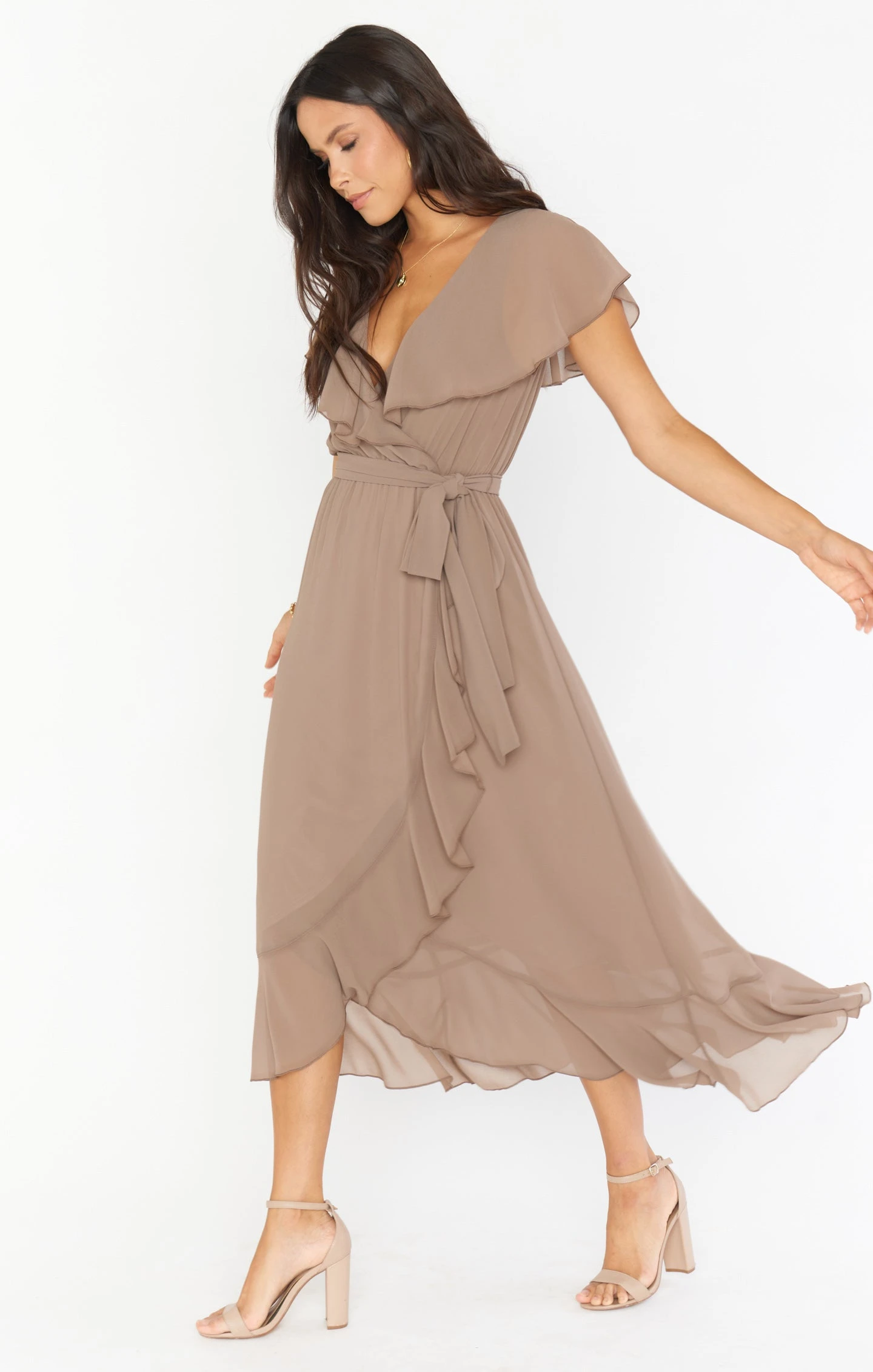 Show Me Your Mumu Jess Ruffle Midi Dress ~ Dune Chiffon 4 Show Me Your Mumu Jess Ruffle Midi Dress ~ Dune Chiffon - Image 2