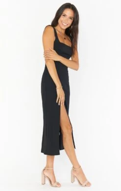 Show Me Your Mumu Eden Midi Dress ~ Black Stretch -Show Me Your Mumu Sales BR0 0362 XB58 02