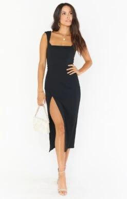 Show Me Your Mumu Eden Midi Dress ~ Black Stretch -Show Me Your Mumu Sales BR0 0362 XB58 04