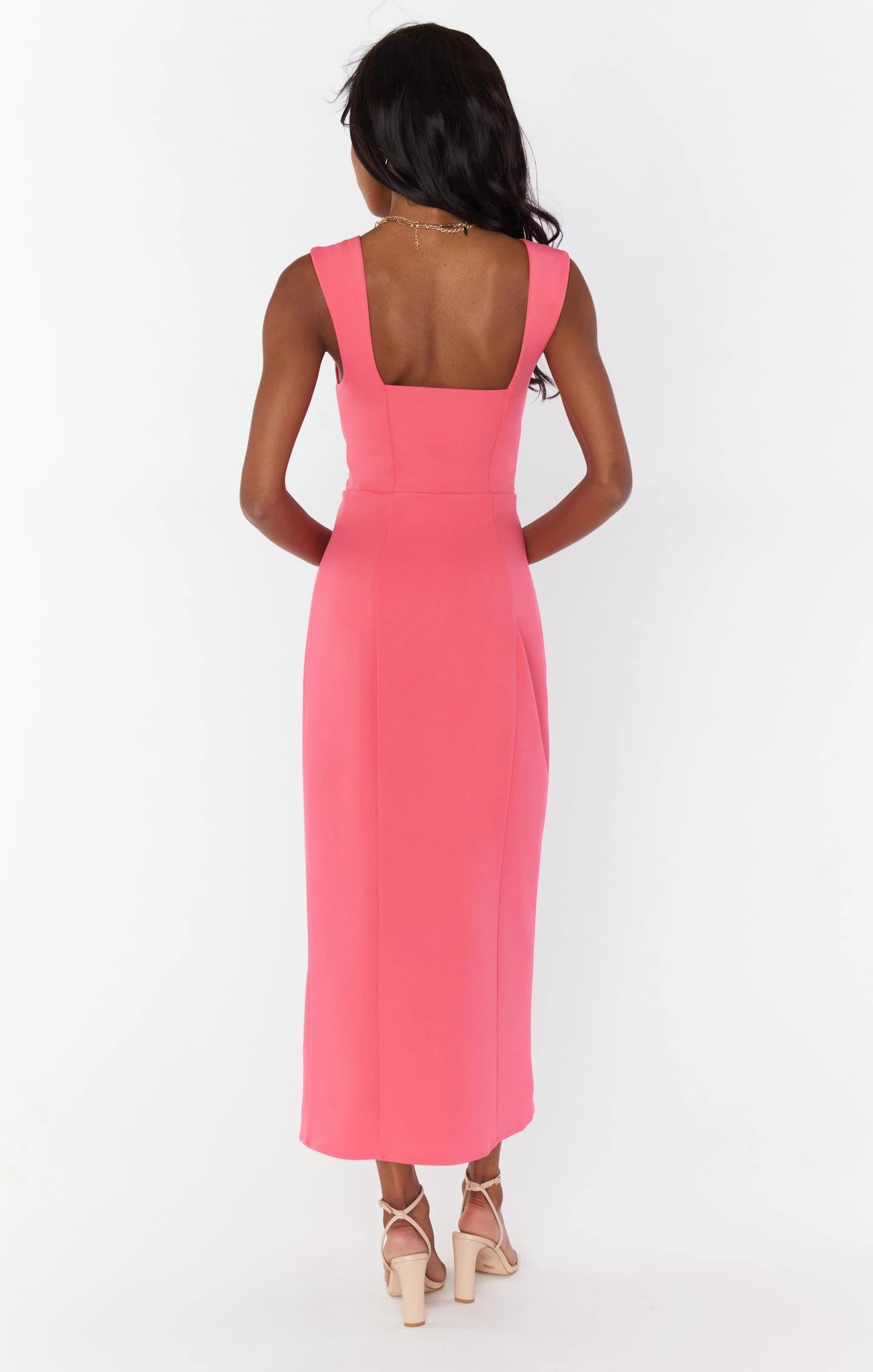 Show Me Your Mumu Eden Midi Dress ~ Flamingo Pink Stretch 7 Show Me Your Mumu Eden Midi Dress ~ Flamingo Pink Stretch - Image 5