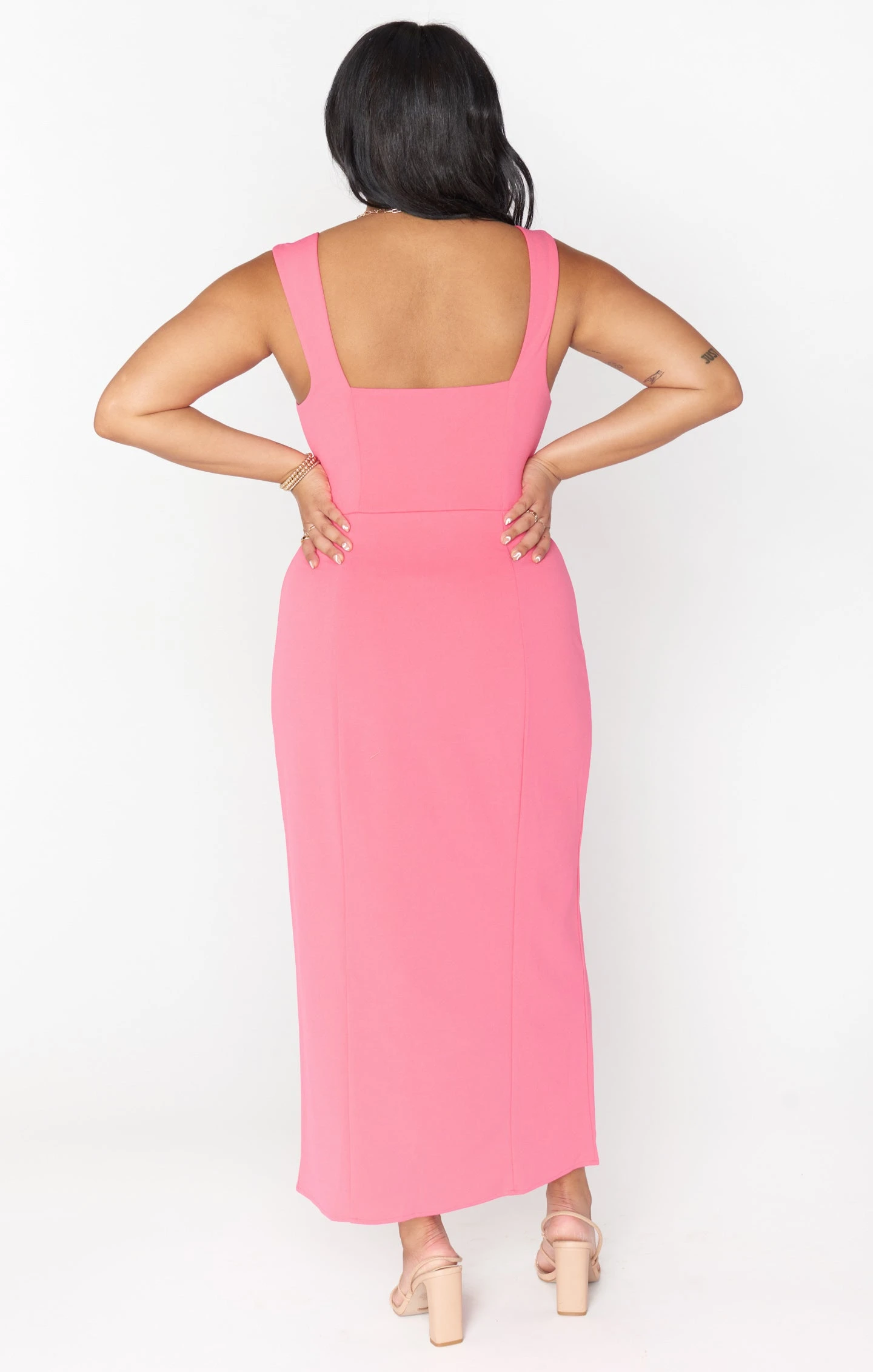 Show Me Your Mumu Eden Midi Dress ~ Flamingo Pink Stretch 8 Show Me Your Mumu Eden Midi Dress ~ Flamingo Pink Stretch - Image 6
