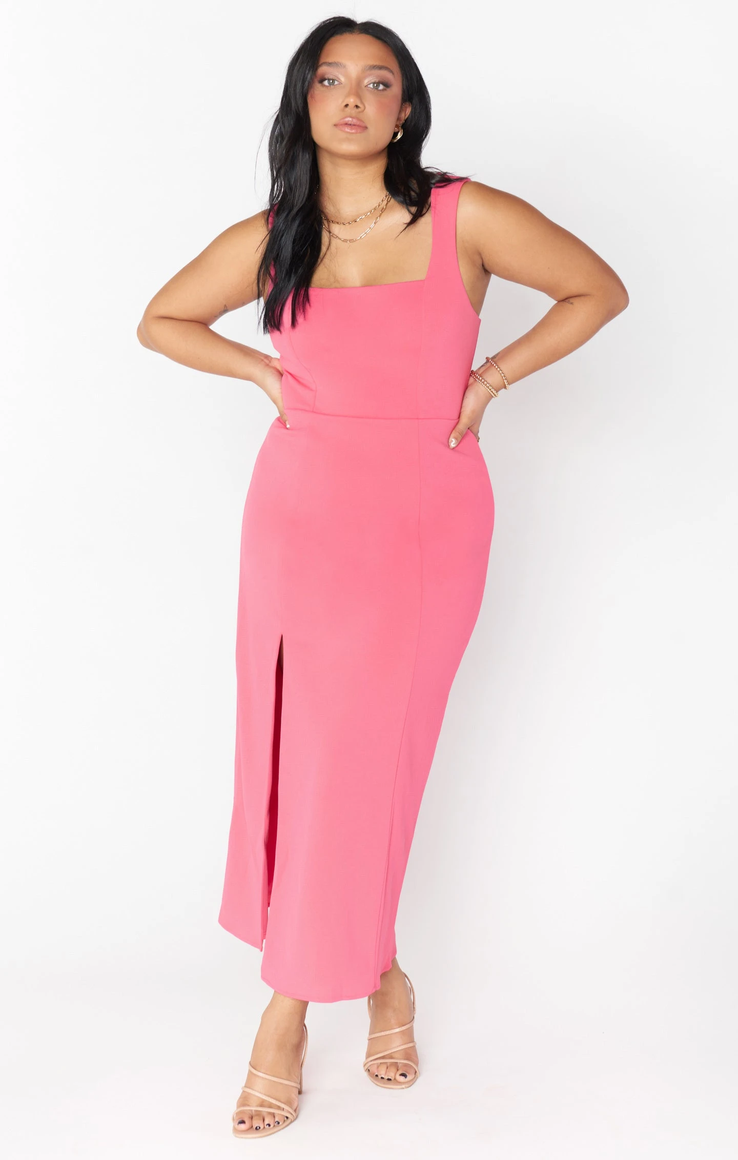 Show Me Your Mumu Eden Midi Dress ~ Flamingo Pink Stretch 4 Show Me Your Mumu Eden Midi Dress ~ Flamingo Pink Stretch - Image 2