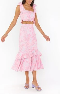 Show Me Your Mumu Dutchess Ruffle Skirt ~ Blushing Floral Stretch