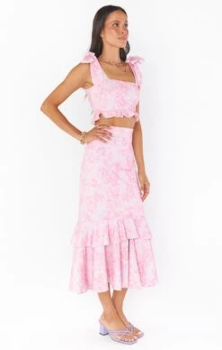 Show Me Your Mumu Dutchess Ruffle Top ~ Blushing Floral Stretch -Show Me Your Mumu Sales BR2 5309 BF65 04 86984046 de71 41f9 a353 46ca045aab00