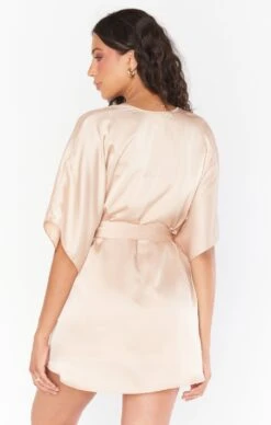 Show Me Your Mumu First Look Robe ~ Champagne Luxe Satin -Show Me Your Mumu Sales BR2 5316 CH62 04