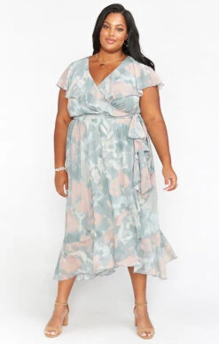 Show Me Your Mumu Jess Ruffle Midi Dress ~ Sage I Do Floral -Show Me Your Mumu Sales BR9 0279X SF32 01