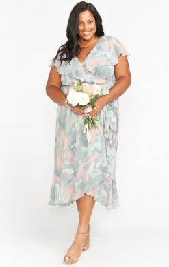 Show Me Your Mumu Jess Ruffle Midi Dress ~ Sage I Do Floral -Show Me Your Mumu Sales BR9 0279X SF32 04